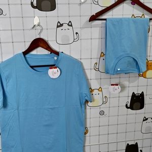 Men's Round Neck Half Sleeves - Ocean Blue